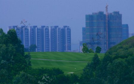 绿色高尔夫城市山水图片
