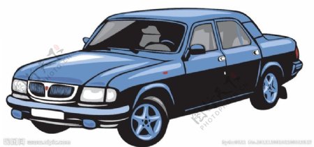蓝色轿车矢量素材模版图片
