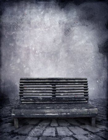 灰色的石制长椅图片