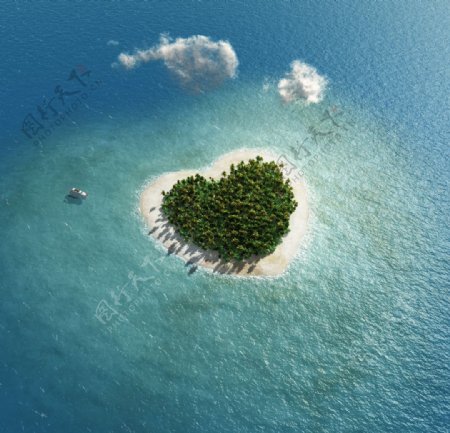 心形岛屿图片