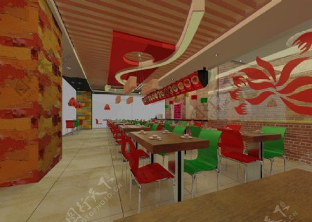 快餐厅3D设计图片