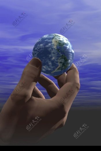 手握地球图片