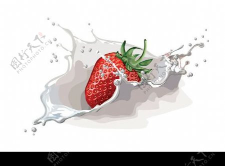 草莓与牛奶失量图图片