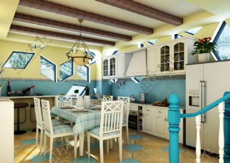 地中海风格厨房餐厅图片