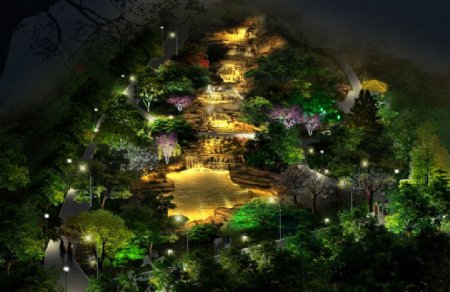 园林亮化工程夜景照明效果图图片