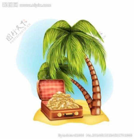 夏季旅游宝藏椰子树图片
