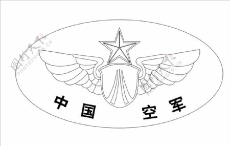 中国空军徽标线稿图片