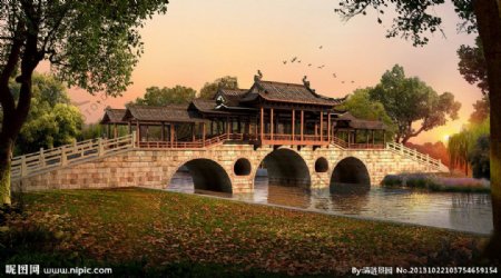 中式拱桥图片