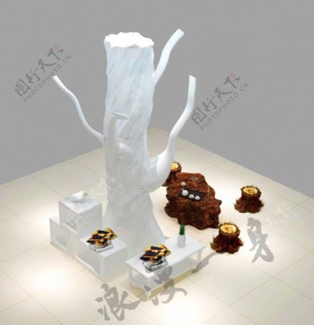 3D田园风柱子沙发图片