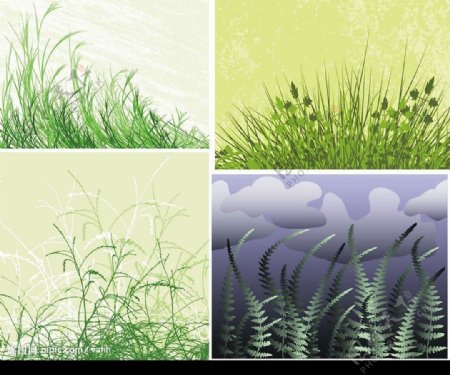 4款草丛矢量素材图片