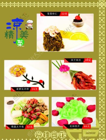 酒店饭店宾馆菜谱菜排凉菜热菜左侧左面图片