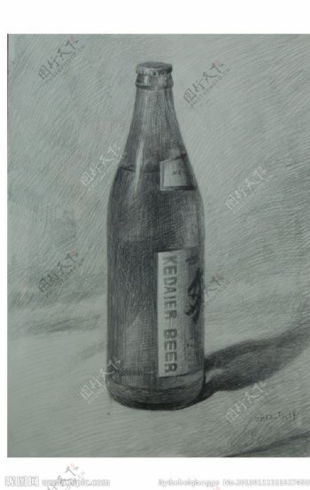 素描啤酒瓶图片