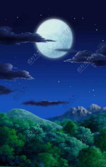 动画背景月夜图片
