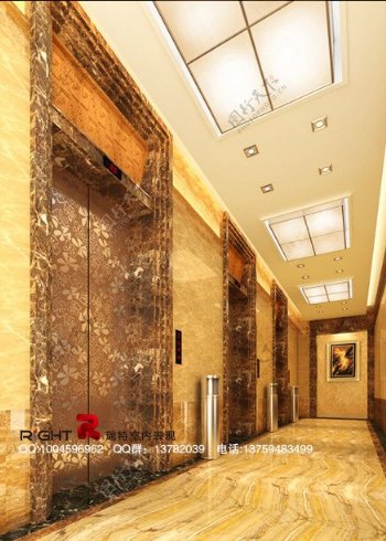 欧式电梯走道3dsmax室内设计模型vray带全部贴图图片