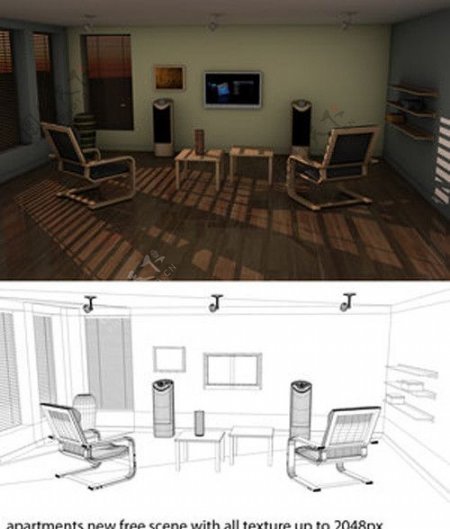 公寓客厅模型图片