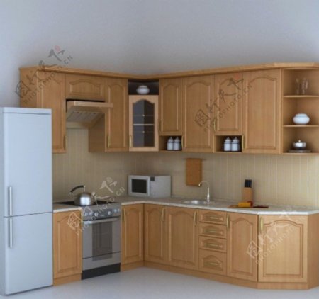 3D现代厨房模型图片