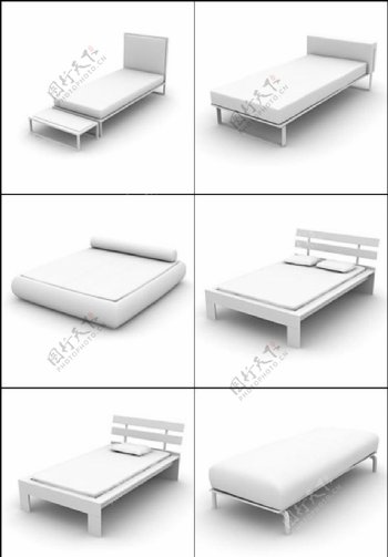 6款床的模型图片