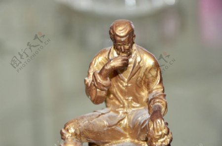 茶人铜雕图片