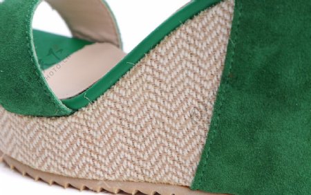 草绿色女款坡跟厚底凉鞋图片