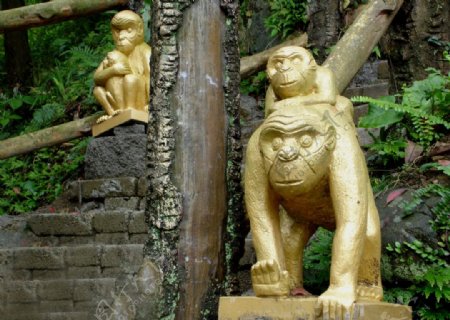 公园猴子雕像图片