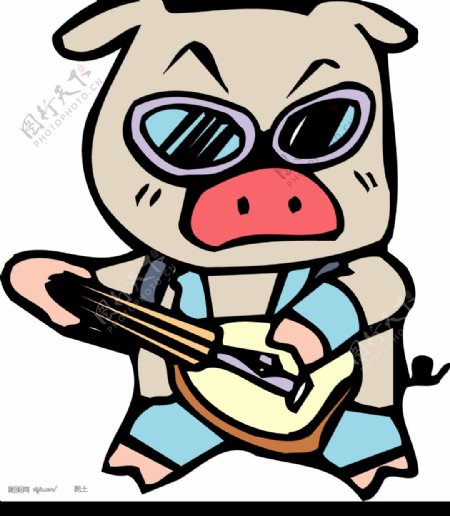 谈吉他的猪漫画图片