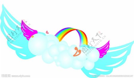 卡通彩虹翅膀图片
