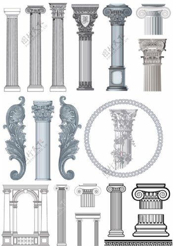 欧式柱子建筑矢量图片