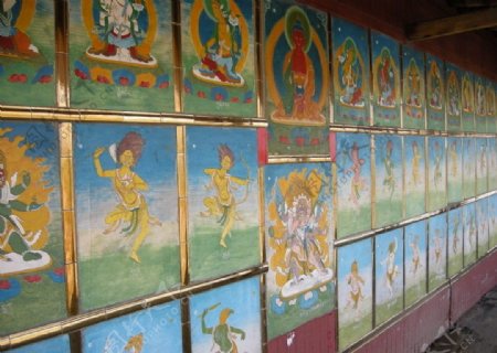 佛寺彩绘墙图片