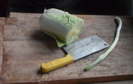 白菜菜刀和葱图片