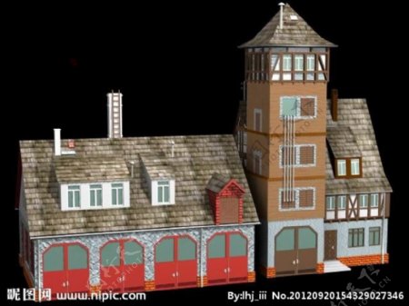 欧式商住型塔楼别墅模型图片