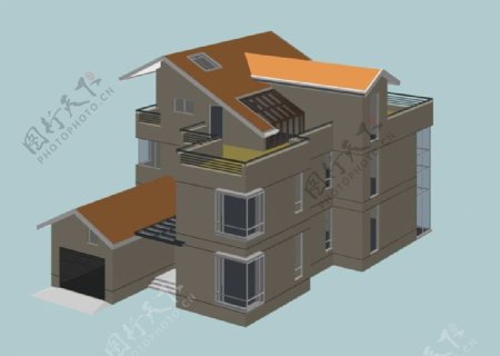 独立式别墅模型图片