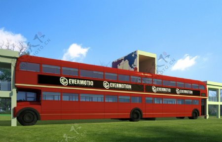 英国巴士浮雕效果图图片