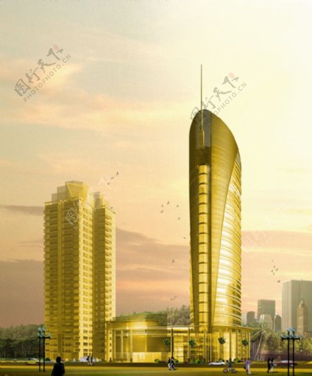 房地产高楼大厦设计3D效果图图片