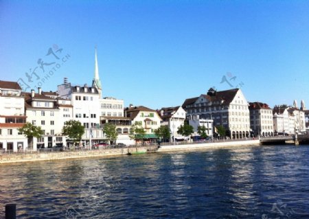 瑞士苏黎世城市河图片