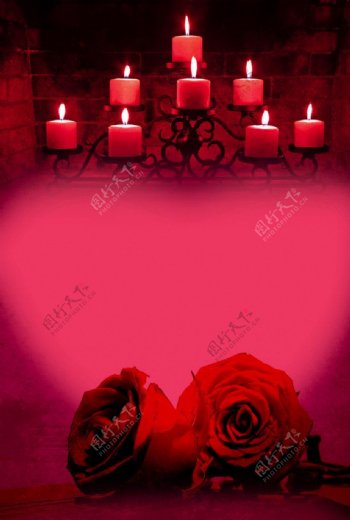 唯美烛光玫瑰浪漫情人节背景图片