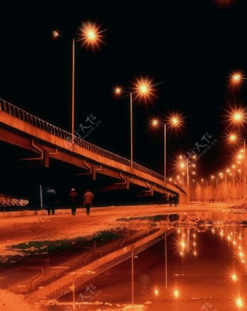 桥头夜色图片