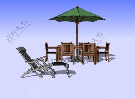 阳伞坐凳3D模型图片
