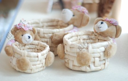 小熊储物筐编织品装饰儿童图片