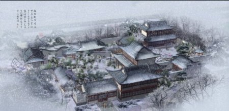 山庄雪景效果图图片