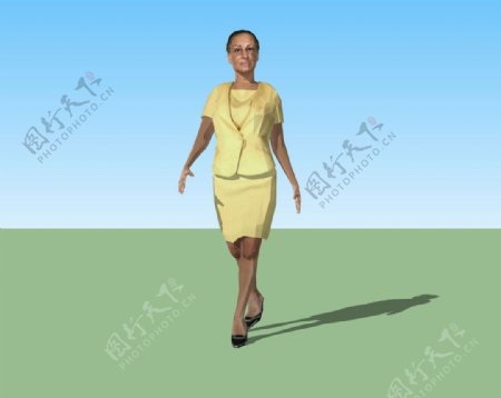 女子走路3D模型图片