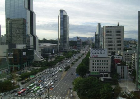 韩国首尔城市街道街景鸟瞰图片