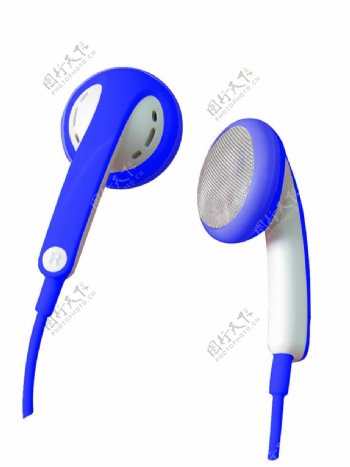 耳塞式耳机蓝色图片
