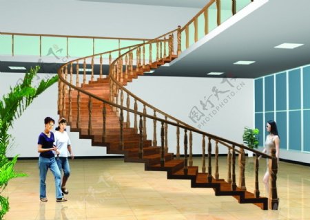 独立旋转楼梯模型图片