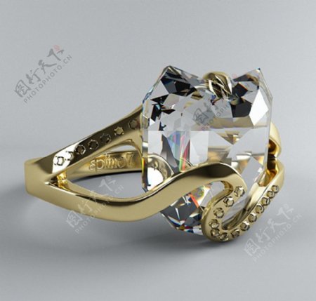 3D钻石戒指模型图片