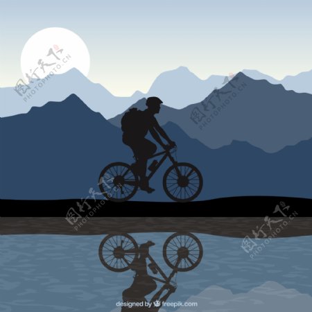 骑自行车矢量素材图片