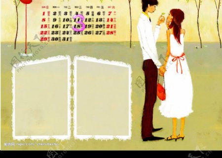2009日历浪漫情侣三月图片