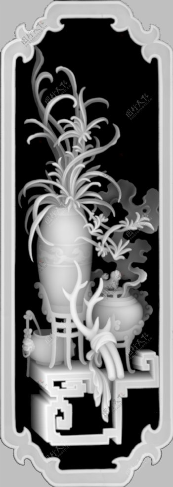 花瓶博古架灰度图图片