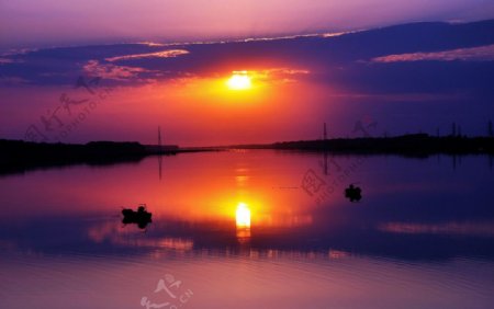 潮白河夕阳图片