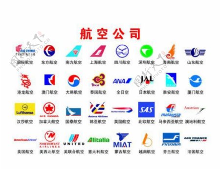 矢量全球航空公司标志大全图片
