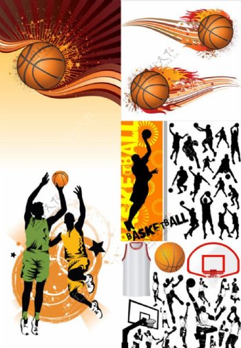 篮球剪影矢量素材图片